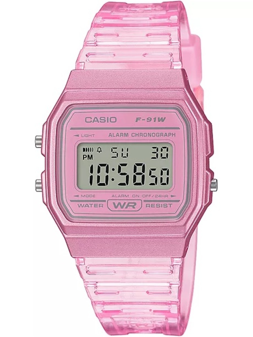Casio F-91W Pink Transparent Digital Watch